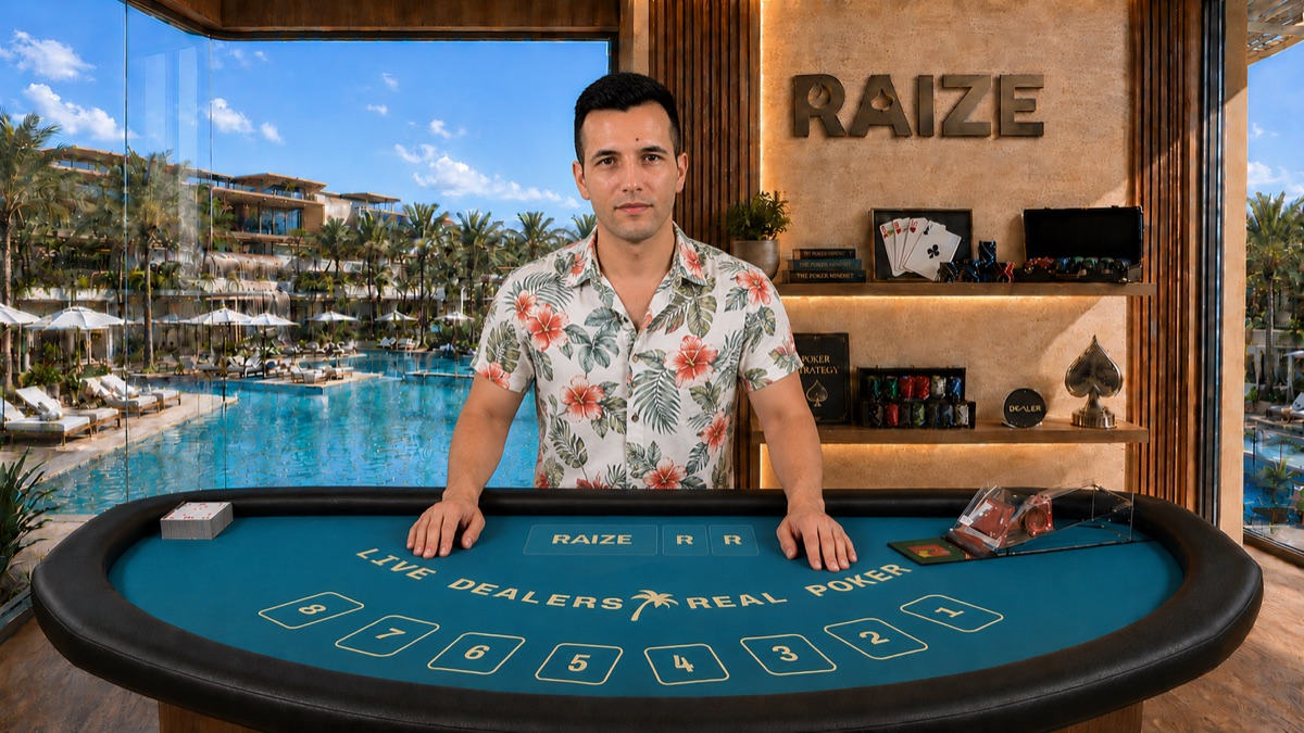 Kamsi, RAIZE live dealer, at a private table in the studio